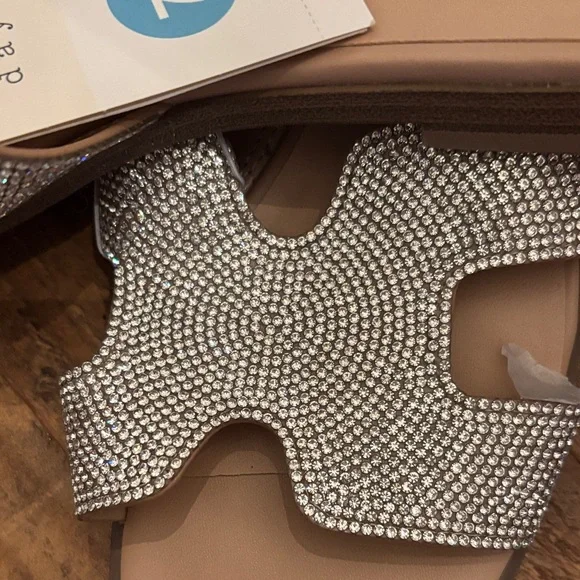 a new day Silver Rhinestone Slide Sandals with Nude Footbed - Picture 2 of 4